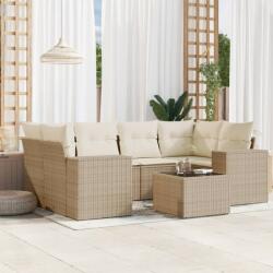 vidaXL 7 részes bézs polyrattan kerti ülőgarnitúra párnákkal (3254655)