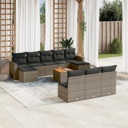 vidaXL 11 részes szürke polyrattan kerti ülőgarnitúra párnákkal (3256662)