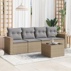vidaXL 5 részes bézs polyrattan kerti ülőgarnitúra párnákkal (3218679)