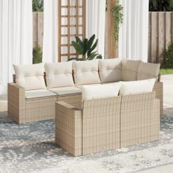 vidaXL 7 részes bézs polyrattan kerti ülőgarnitúra párnákkal (3219198) - vidaxl
