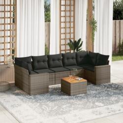 vidaXL 8 részes szürke polyrattan kerti ülőgarnitúra párnákkal (3256368)