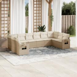 vidaXL 10 részes bézs polyrattan kerti ülőgarnitúra párnával (3253005) - vidaxl
