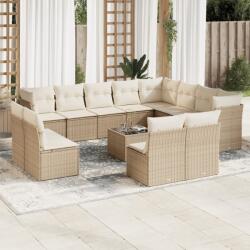vidaXL 13 részes bézs polyrattan kerti ülőgarnitúra párnákkal (3218478)