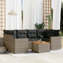 vidaXL 7 részes szürke polyrattan kerti ülőgarnitúra párnákkal (3256354)