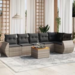 vidaXL 7 részes szürke polyrattan kerti ülőgarnitúra párnákkal (3225017)