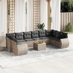 vidaXL 11 részes szürke polyrattan kerti ülőgarnitúra párnákkal (3225178)
