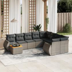 vidaXL 10 részes szürke polyrattan kerti ülőgarnitúra párnákkal (3225171)