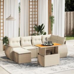 vidaXL 7 részes bézs polyrattan kerti ülőgarnitúra párnákkal (3272297)