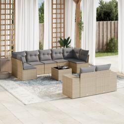 vidaXL 10 részes bézs polyrattan kerti ülőgarnitúra párnával (3255366)