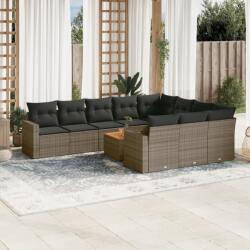 vidaXL 11 részes szürke polyrattan kerti ülőgarnitúra párnákkal (3256634)
