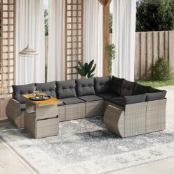 vidaXL 10 részes szürke polyrattan kerti ülőgarnitúra párnákkal (3272362)