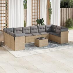 vidaXL 11 részes bézs polyrattan kerti ülőgarnitúra párnákkal (3218209)