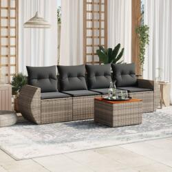 vidaXL 5 részes szürke polyrattan kerti ülőgarnitúra párnákkal (3224884)