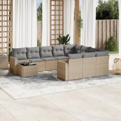 vidaXL 11 részes bézs polyrattan kerti ülőgarnitúra párnákkal (3219519)