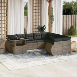 vidaXL 10 részes szürke polyrattan kerti ülőgarnitúra párnákkal (3268770)