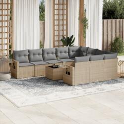 vidaXL 11 részes bézs polyrattan kerti ülőgarnitúra párnákkal (3220698)