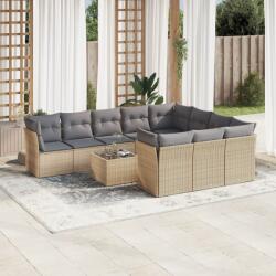 vidaXL 11 részes bézs polyrattan kerti ülőgarnitúra párnákkal (3250068)