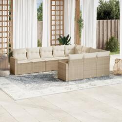 vidaXL 10 részes bézs polyrattan kerti ülőgarnitúra párnával (3219478)
