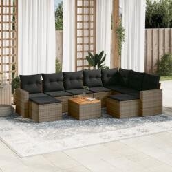 vidaXL 10 részes szürke polyrattan kerti ülőgarnitúra párnákkal (3256739)
