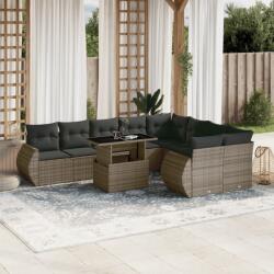 vidaXL 10 részes szürke polyrattan kerti ülőgarnitúra párnákkal (3268760)