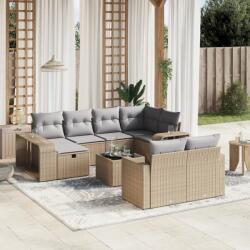 vidaXL 11 részes bézs polyrattan kerti ülőgarnitúra párnákkal (3266249)