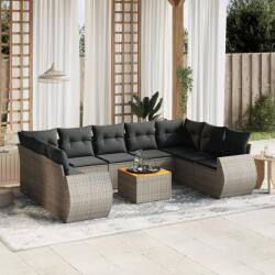 vidaXL 10 részes szürke polyrattan kerti ülőgarnitúra párnákkal (3225150)