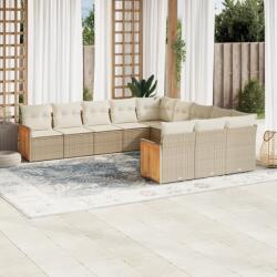 vidaXL 11 részes bézs polyrattan kerti ülőgarnitúra párnákkal (3228109) - vidaxl