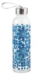Javier Kék mintás üveg kulacs csuklópánttal - 500 ml (IMO-JV-02-510)