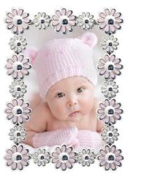 Javier Virágos fényképkeret - 10x15 cm-es képhez - ezüst/rózsaszín (IMO-JV-00-002)