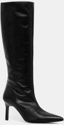 Calvin Klein bőr csizma HEEL KNEE BOOT 70 LTH fekete, női, tűsarkú, HW0HW02162 - fekete Női 36