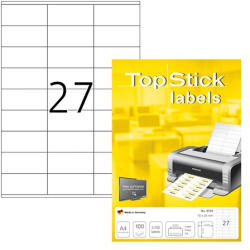 Topstick Etikett címke Topstick 70x32 mm szegéllyel 100 ív 2700 db/doboz (8704)