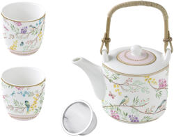 Easy Life Nuova R2S Birds Melody porcelán 600ml szűrős teáskanna 2db 160ml teáscsésze díszdobozban (R1467-BIME)