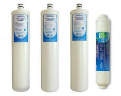 PurePro elő+utószűrőegység szett. QUICK CHANGE (QC) kivitel. (3 db 2, 5" QC előszűrő egység: 5mik PP/S300ST/+aktívszén/S300ND/+aktívszén/S300RD/ és 1 db 2" In-Line aktívszén utószűrő egység/F6/) "S" RO szériá