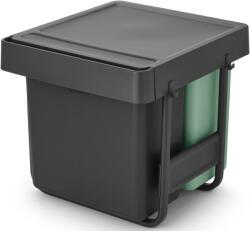 Brabantia Sort & Go Built in Bin beépített szemetes fix fedéllel, kihúzható, 10+10+20L - X+J méret, műanyag, sötétszürke és jáde zöld - 232541 (232541)