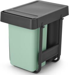 Brabantia Sort & Go Built in Bin beépített szemetes fix fedéllel, kihúzható, 2x15L - D méret, műanyag, sötétszürke és jáde zöld - 232503 (232503)