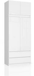 AKORD Furniture Factory AKORD CLP Magasfényű Fehér Rátétes Szekrény 2 Ajtóval és 2 Fiókkal (AKO-SP0PSYSSZAFNADPOL)