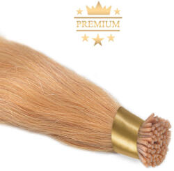 HairExtensionShop Prémium I-TIP Póthaj Középszőke Mikrogyűrűs Hajhosszabbításhoz 60cm (Szín #14) (VIT6014)