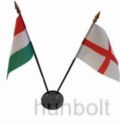  Nemzeti és Angol zászlók asztali tartóval