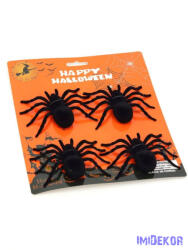 Fekete pók Halloween dekor 4db/csomag 10, 5cm