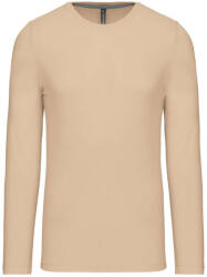 Kariban Férfi kereknyakú hosszú ujjú pamut póló, Kariban KA359, Light Sand-S (ka359lsa-s)