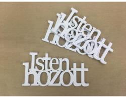  Fa "Isten Hozott" felirat koszorúra fehér 7x14cm 3db/csomag