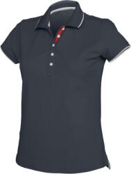 Kariban Női galléros piké póló, kontrasztcsíkos szélekkel, Kariban KA252, Navy/White/Red-XL (ka252nv-wh-re-xl)