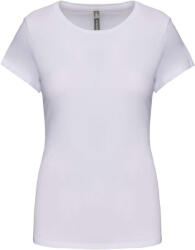 Kariban Női rövid ujjú környakas sztreccs póló, Kariban KA3013, White-L (ka3013wh-l)