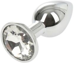 Passion Labs Small Metallic Buttplug, Silver/Clear