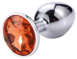 Passion Labs Small Metallic Buttplug, Silver/Orange