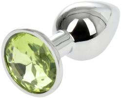 Passion Labs Mediu Metallic Buttplug, Silver/Light Green