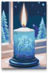  Festés számok szerint - Karácsonyi gyertya Méret: 20x30cm, Keretezés: Keret nélkül (csak a vászon)