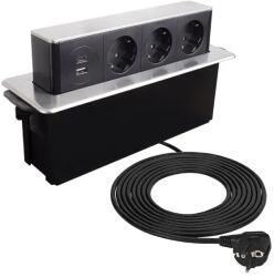 DesignLight Priza incastrabila in mobila Pop-UP 3xSchuko si 2xUSB (HOPBOX)