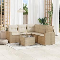 vidaXL Set canapele de grădină cu perne, 6 piese, bej, poliratan (3251295)