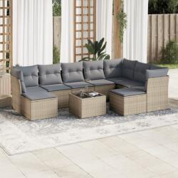 vidaXL Set canapele de grădină cu perne, 10 piese, bej, poliratan (3218579)